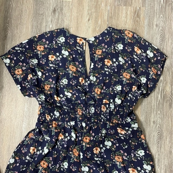 A Beautiful Soul Altar’d State navy floral textured wide leg jumpsuit, C=22/24. - Picture 5 of 9